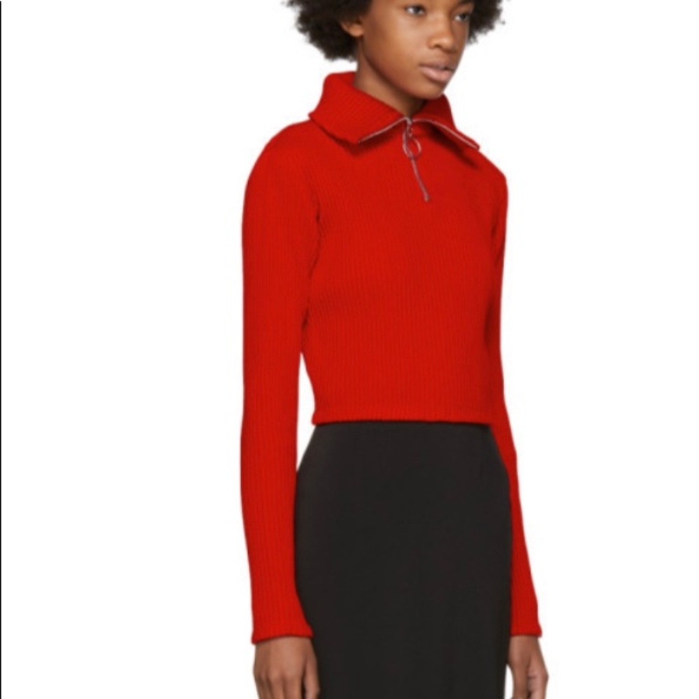 Red Shushu/Tong Zip Up Turtle Neck